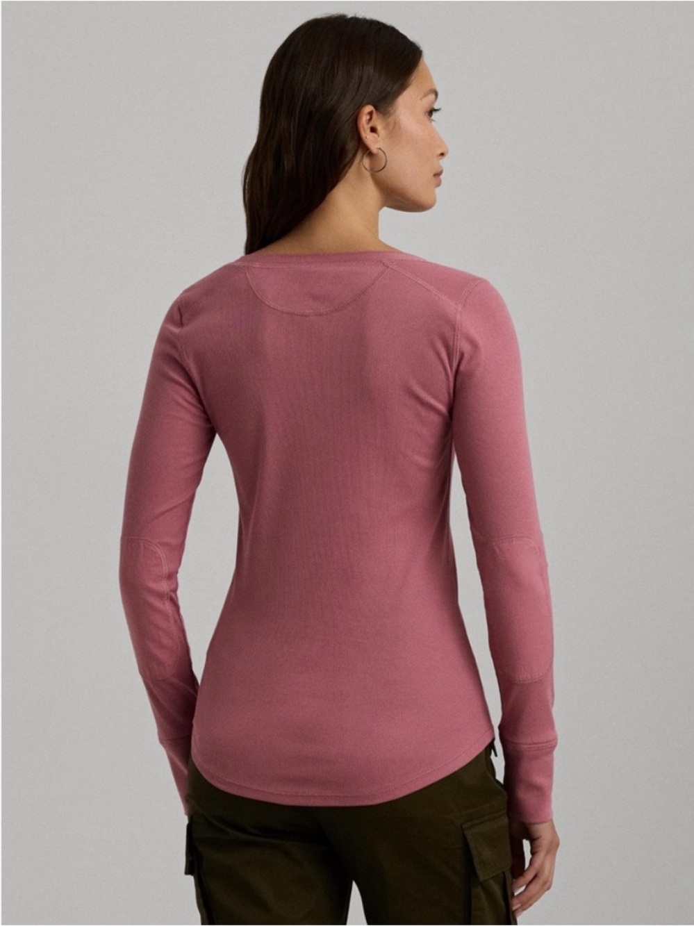 Ralph Lauren Women’s Long Sleeve Henley Top in Dusty Rose Size S Preppy - Picture 2 of 11